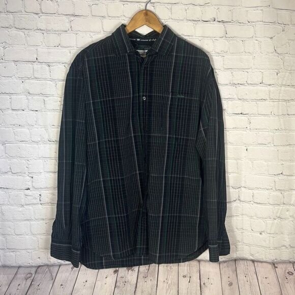 Ecko Unitd Mens L Large Shirt Button Front Plaid Green  Black Cotton Classic - Picture 1 of 6